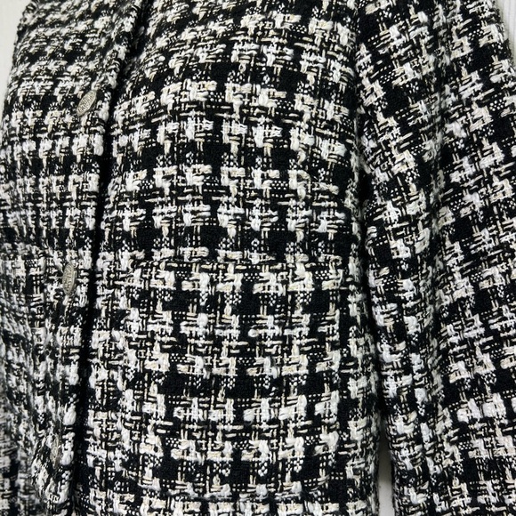 H&M - NWT Boucle Black And White Plaid Silver Button Lined Jacket Size XS - Picture 7 of 14
